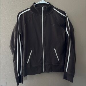 American Eagle Outfitters Brown Bomber Jacket with White Stripes